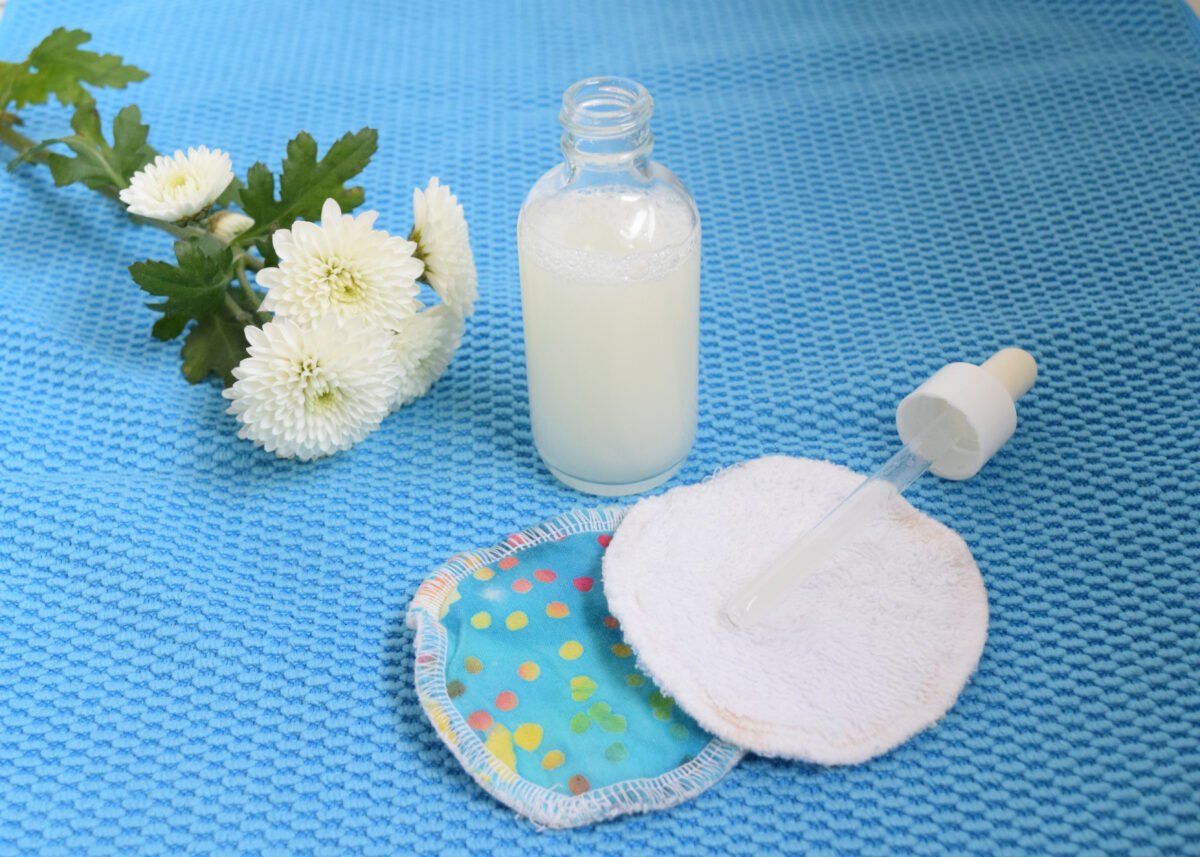 homemade makeup remover and reusable makeup pads
