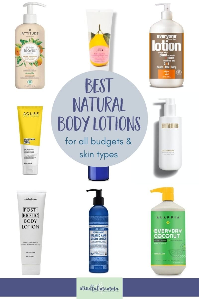 Find the best natural body lotion brands to nourish your skin without harmful chemicals. This roundup includes body lotions that are certified organic, EWG-Verified, fair trade and more, and covers a variety of budgets - from affordable to luxury. via @MindfulMomma